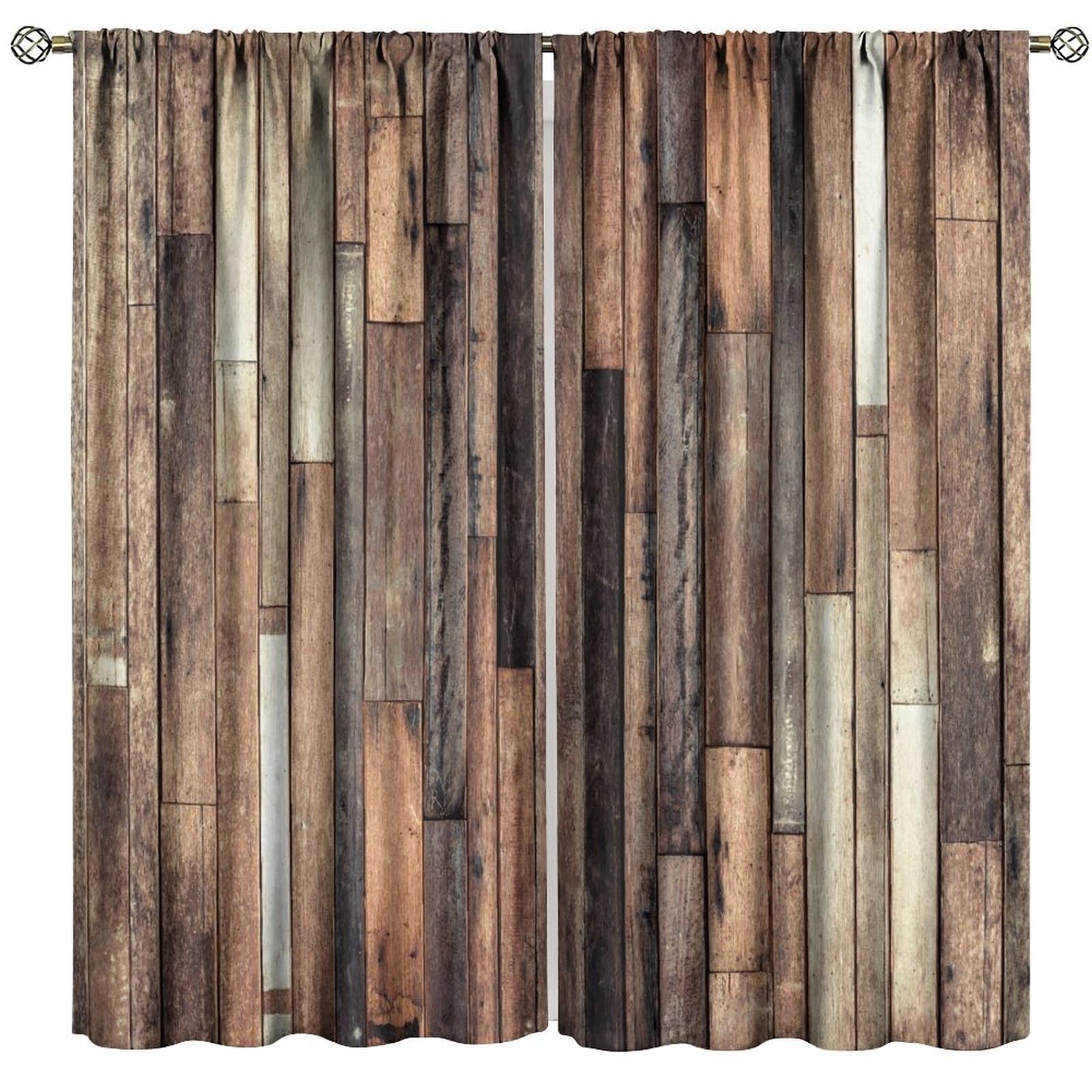 Wooden Curtains,Rustic Western Farmhouse Country Cottage Barn Wood Pattern De…
