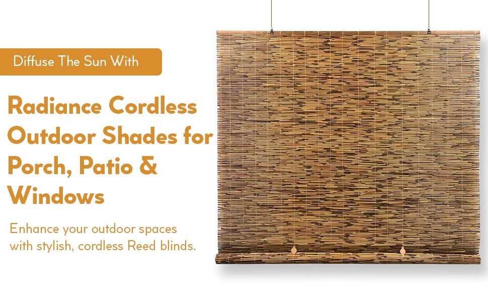 Cordless Bamboo Blinds – Waterproof Roller Shades for Porch, Patio & Interior