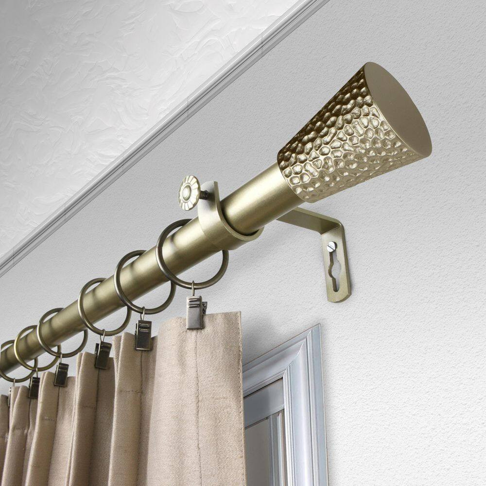 66 In. – 120 In. Adjustable Single Curtain Rod 1 In. Dia in Gold with Henley Fin