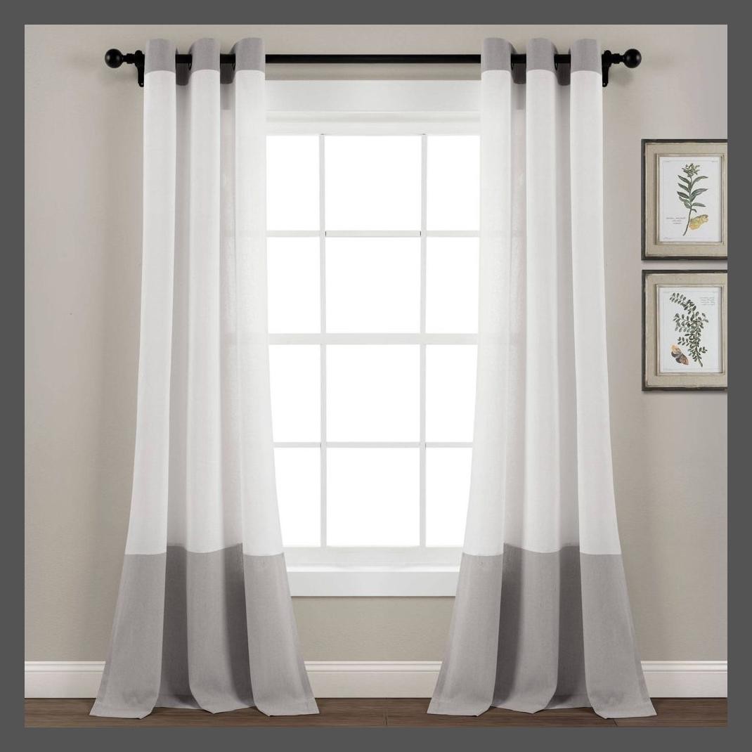 84″x40″ Faux Linen Grommet Colorblock Window Curtain Panel Gray – Lush Décor