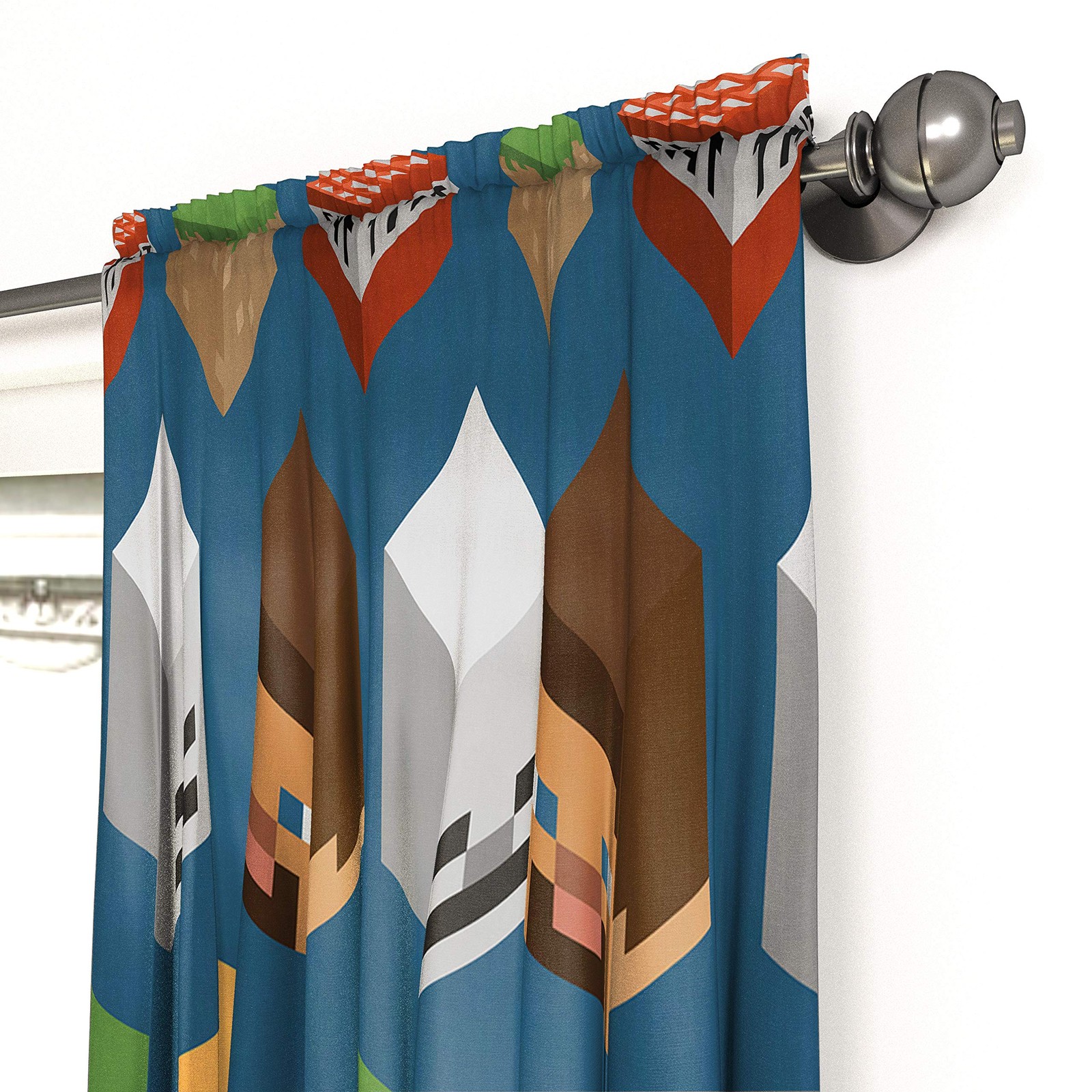 Minecraft Isometric Blue 63 in Drapes 4 Piece Set – Beautiful Room Decor&Easy…