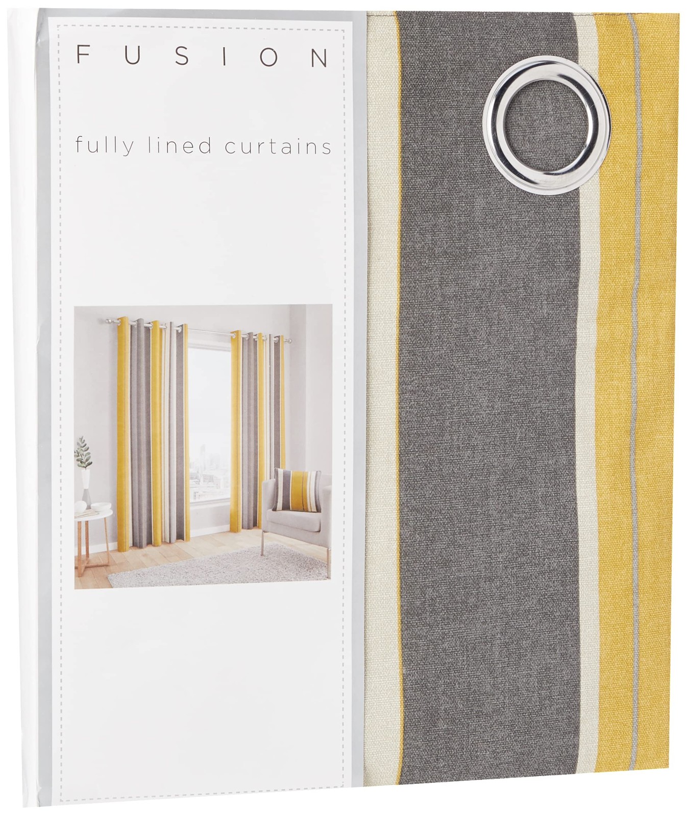 Whitworth Stripe Eyelet Curtains, Striped, 100% Cotton, 117 x 137 cm, …