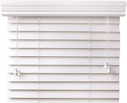2″ Corded (Antique White / Pearl) Faux Wood Blinds, Size 24 x 85