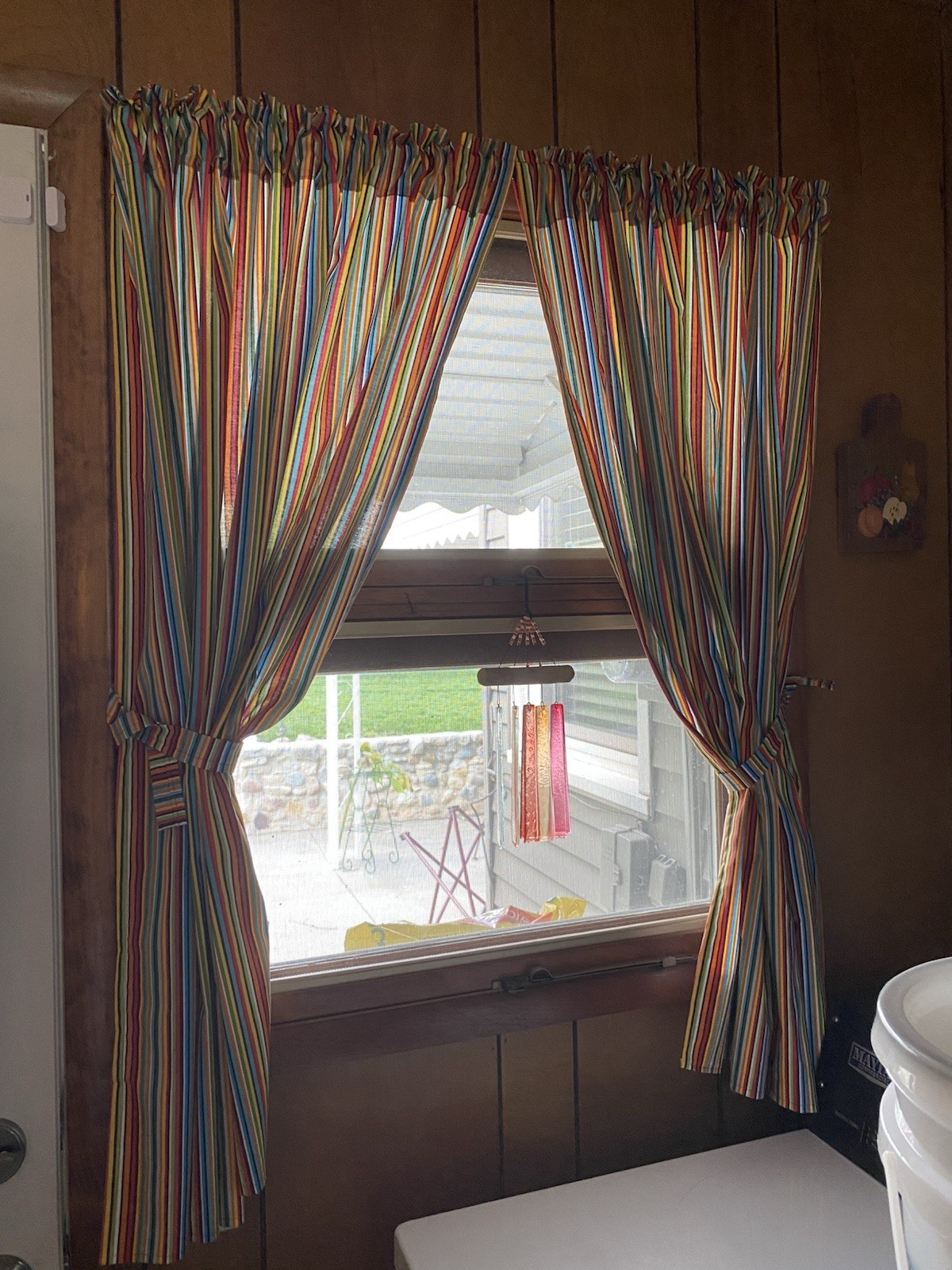 NEW Striped Cotton Curtain Panels Handmade/ Tiebacks 42x45in/4 panels