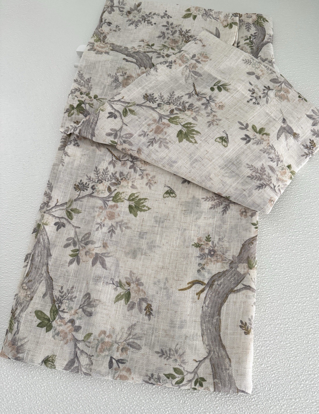 Laura Ashley Window Curtains 2 Panels 38 x 96″ Linen Khaki Gray Cream Pole Top