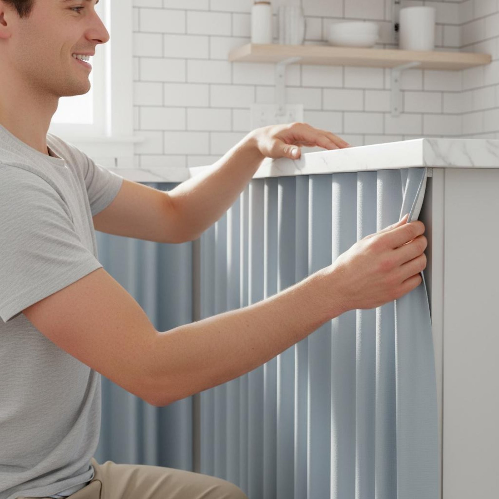 Hook and Loop Cabinet Curtain Long-Lasting Cabinet Curtain Sun Protection