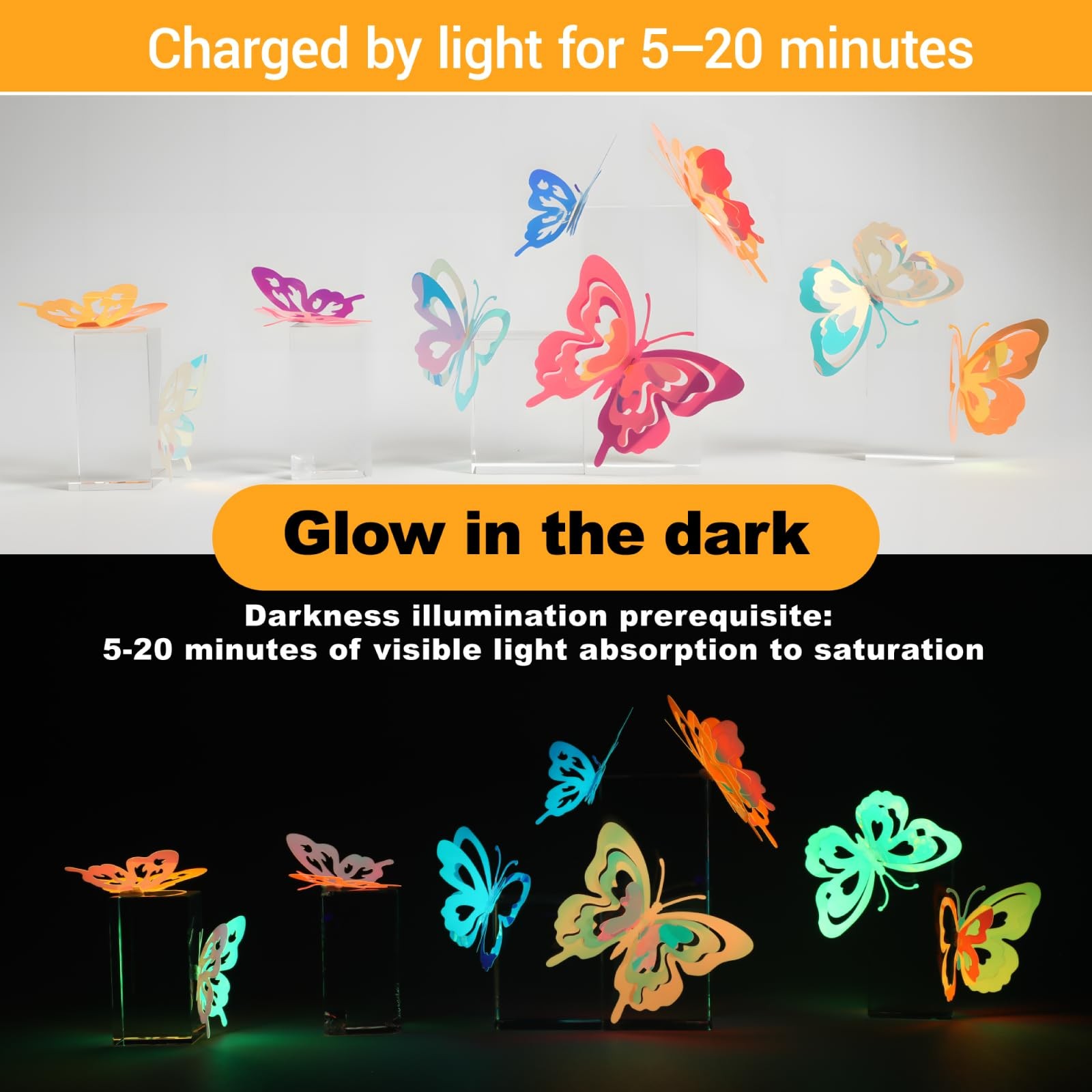 Glow in the Dark Holographic Butterfly Wall Decorations Luminous Color-Changi…