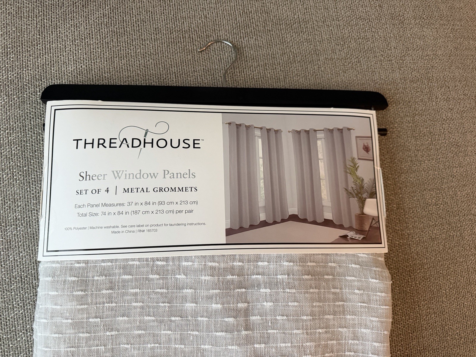 THREADHOUSE Sheer Window Panels SET OF 4 METAL GROMMETS 37x 84 Inches