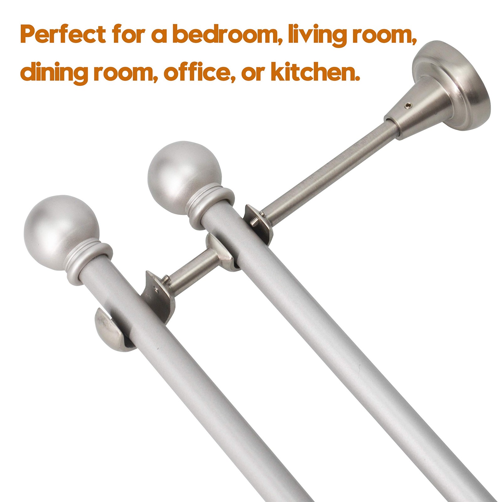 2 Pack Double Curtain Rod Bracket Stainless Steel Wall Mounted Rod Holder wit…