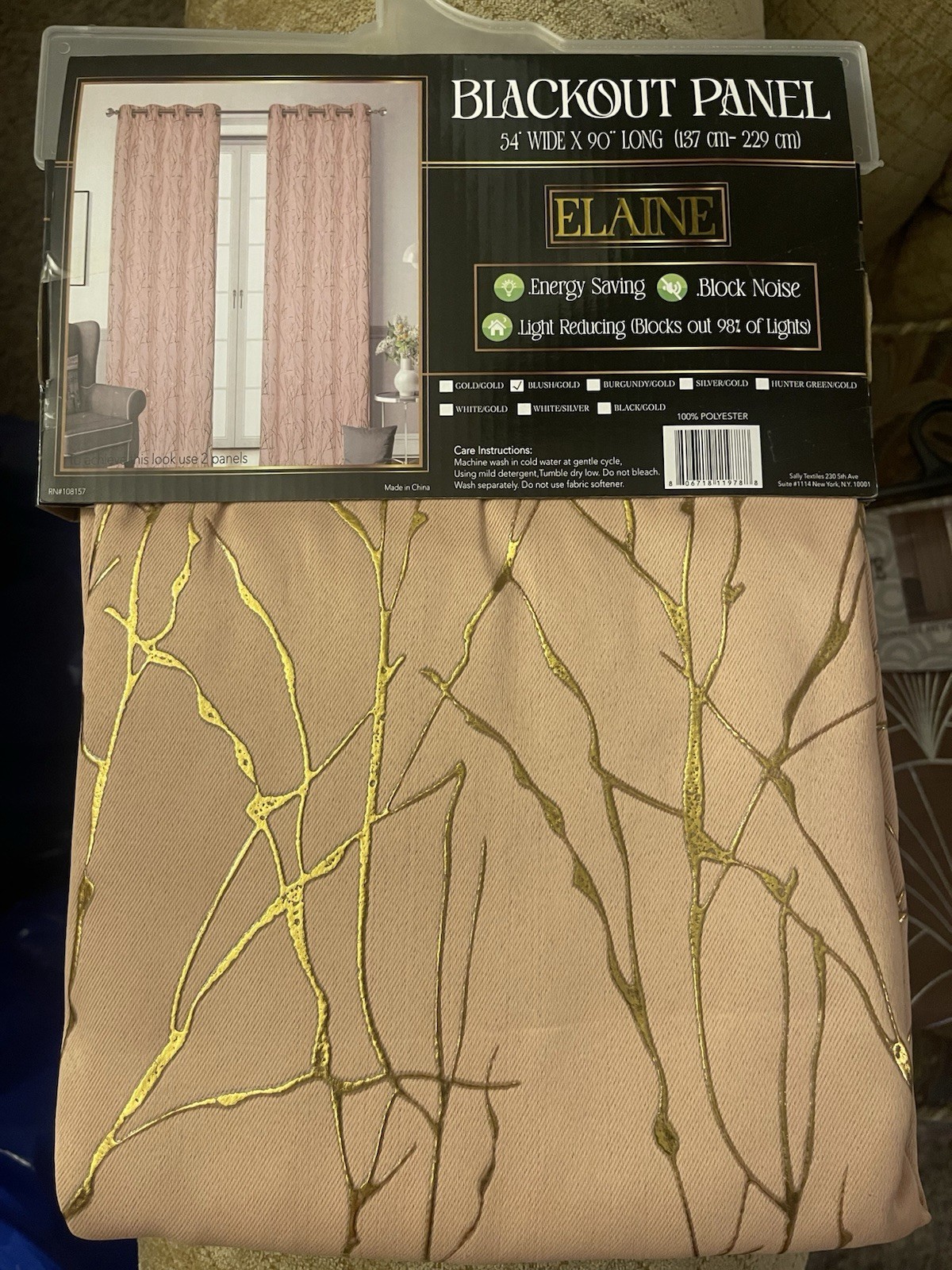 Two panelBLACKOUT PANEL 54 WIDE X 90* LONG (137 cm- 229 cm ELAINE Energy Saving