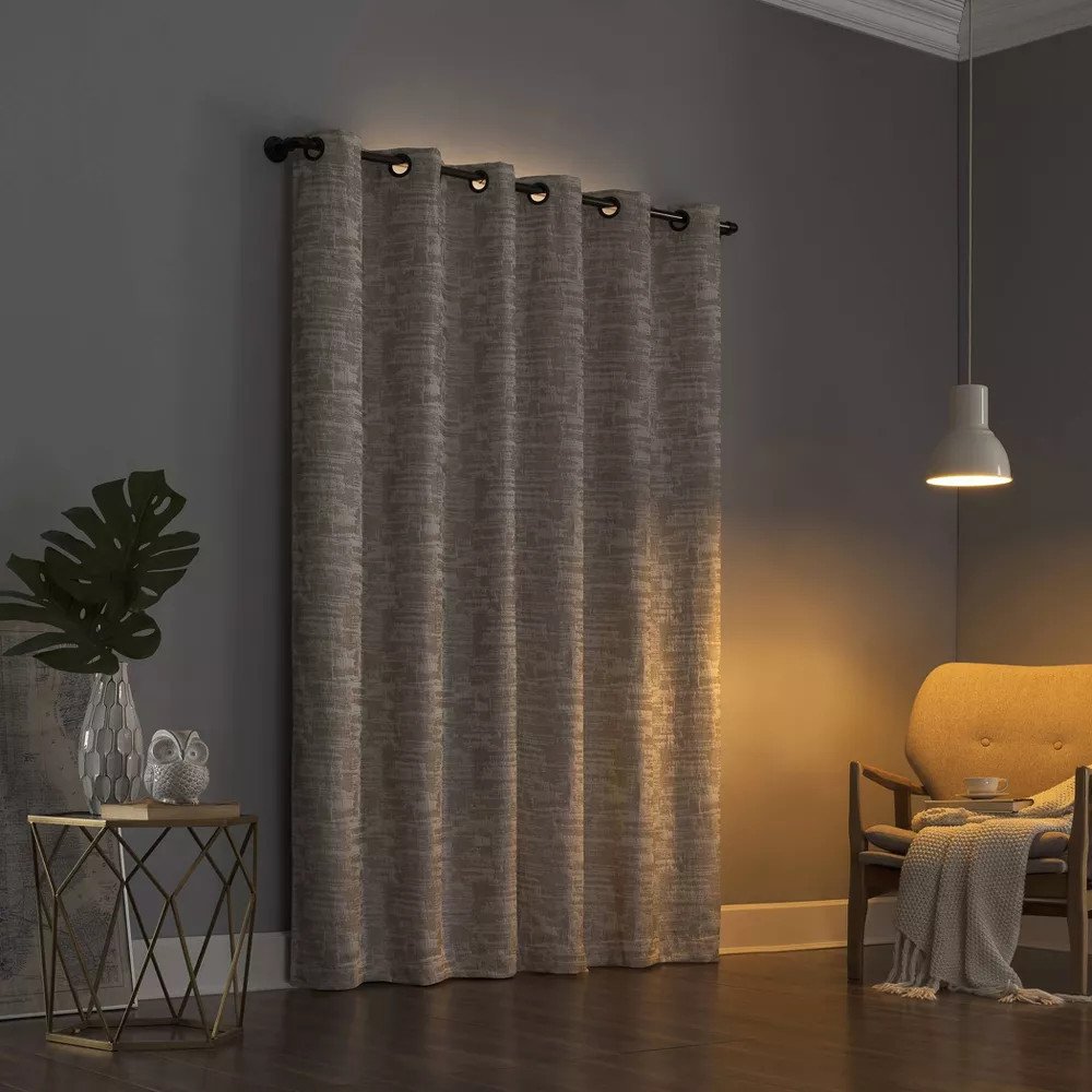 96″x40″ Parrish Distressed Grid Thermal Extreme 100% Blackout Grommet Curtain