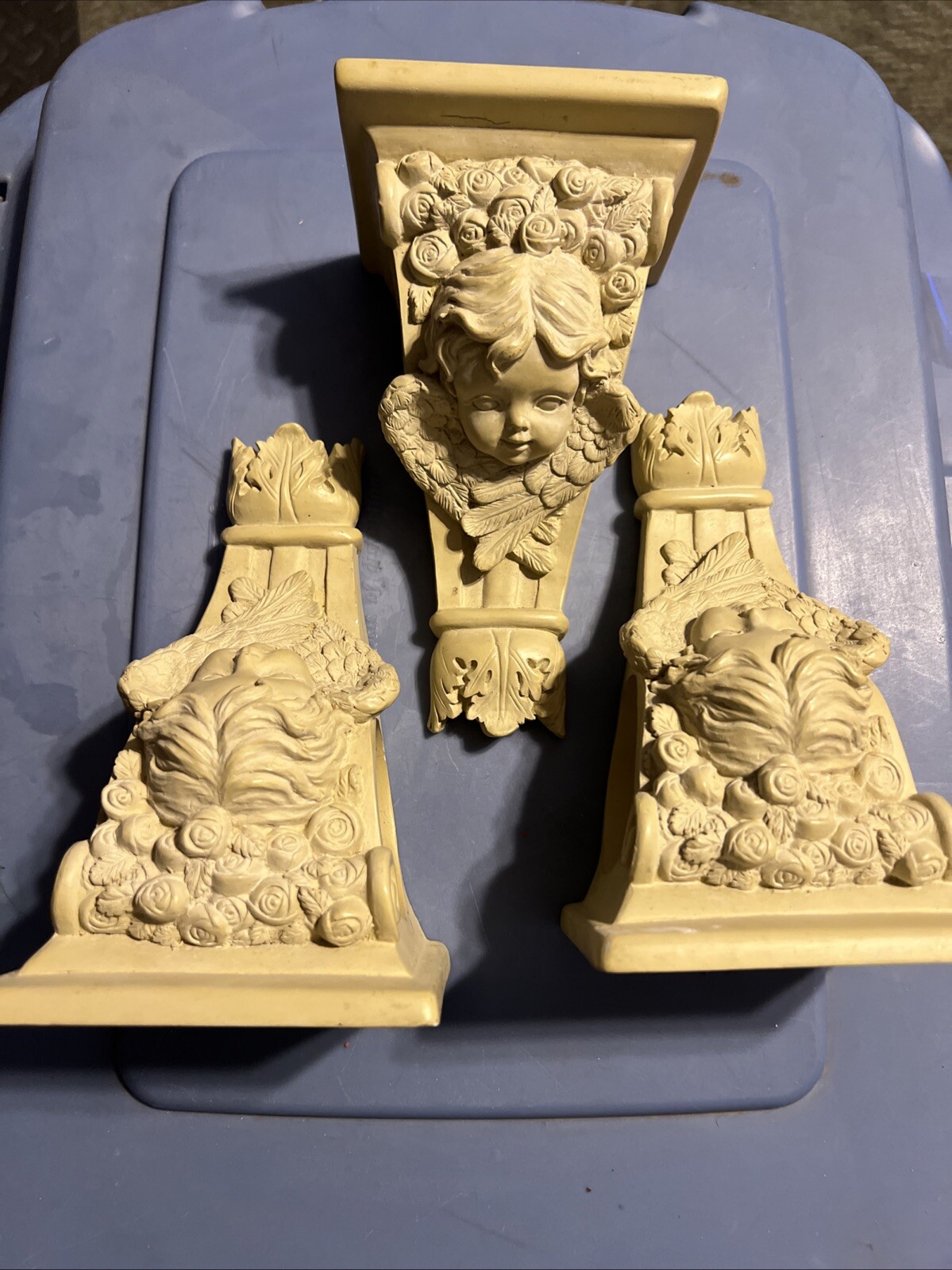 Cherub 4 Drapery Curtain Rods Wall Sconce Resin Swag Holder