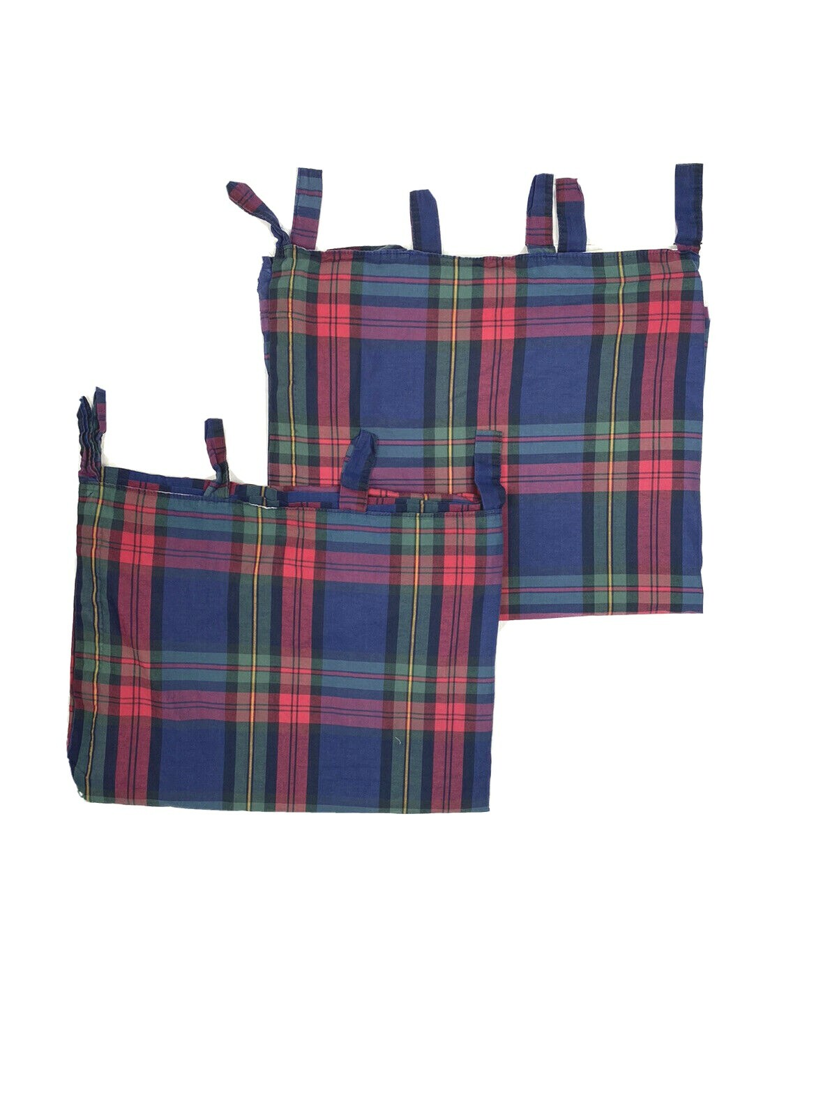 Set 4 JCPenney Curtains Drapes Valances Plaid Rare Retired Print Vintage 90s Tab