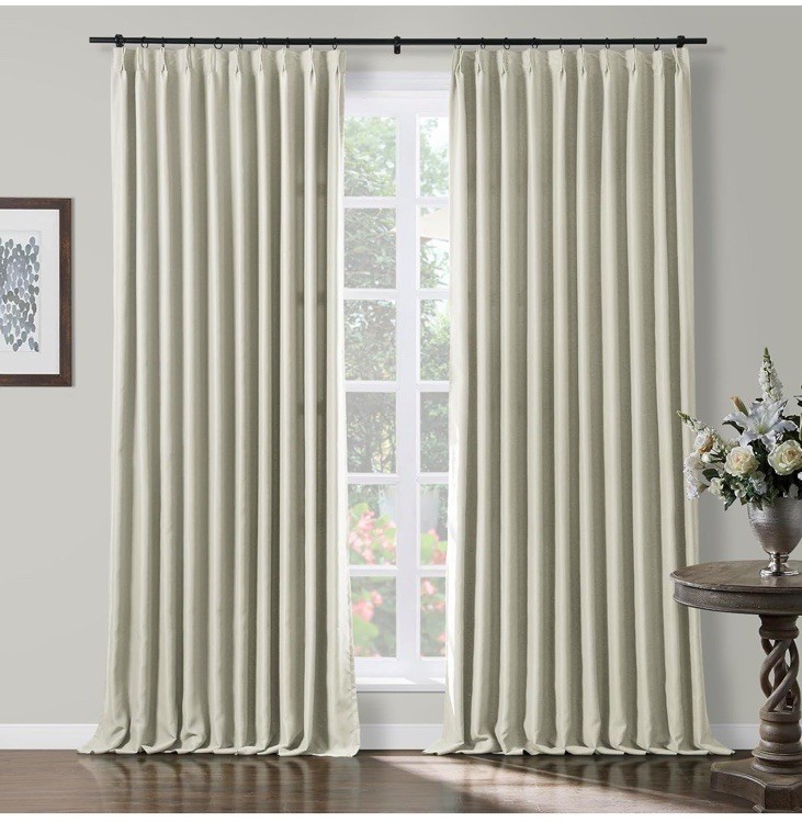 TWOPAGES Pleated Curtain Unlined Room Darkening Drapery Set Of 4) 50”Wx102”L