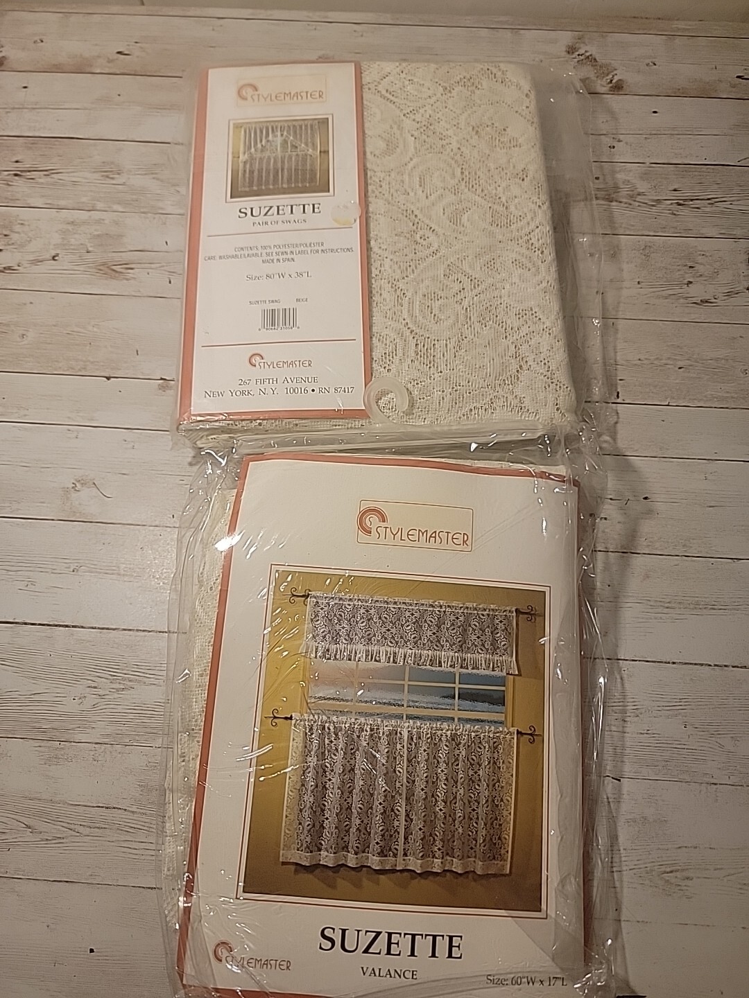 Stylemaster SUZETTE 1 Valance (60″W x 17″ L) & Pr Of Swags (80″ W x 38″ L) Lace