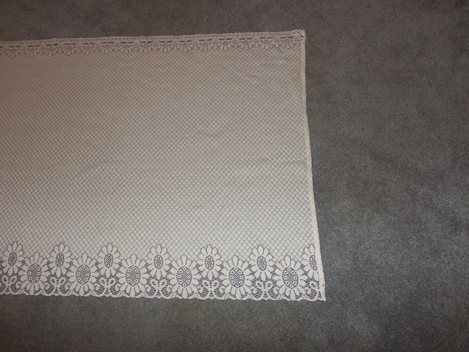 Lace Window Tier Ivory Checkerboard design 36”L x 60”W Factory Error