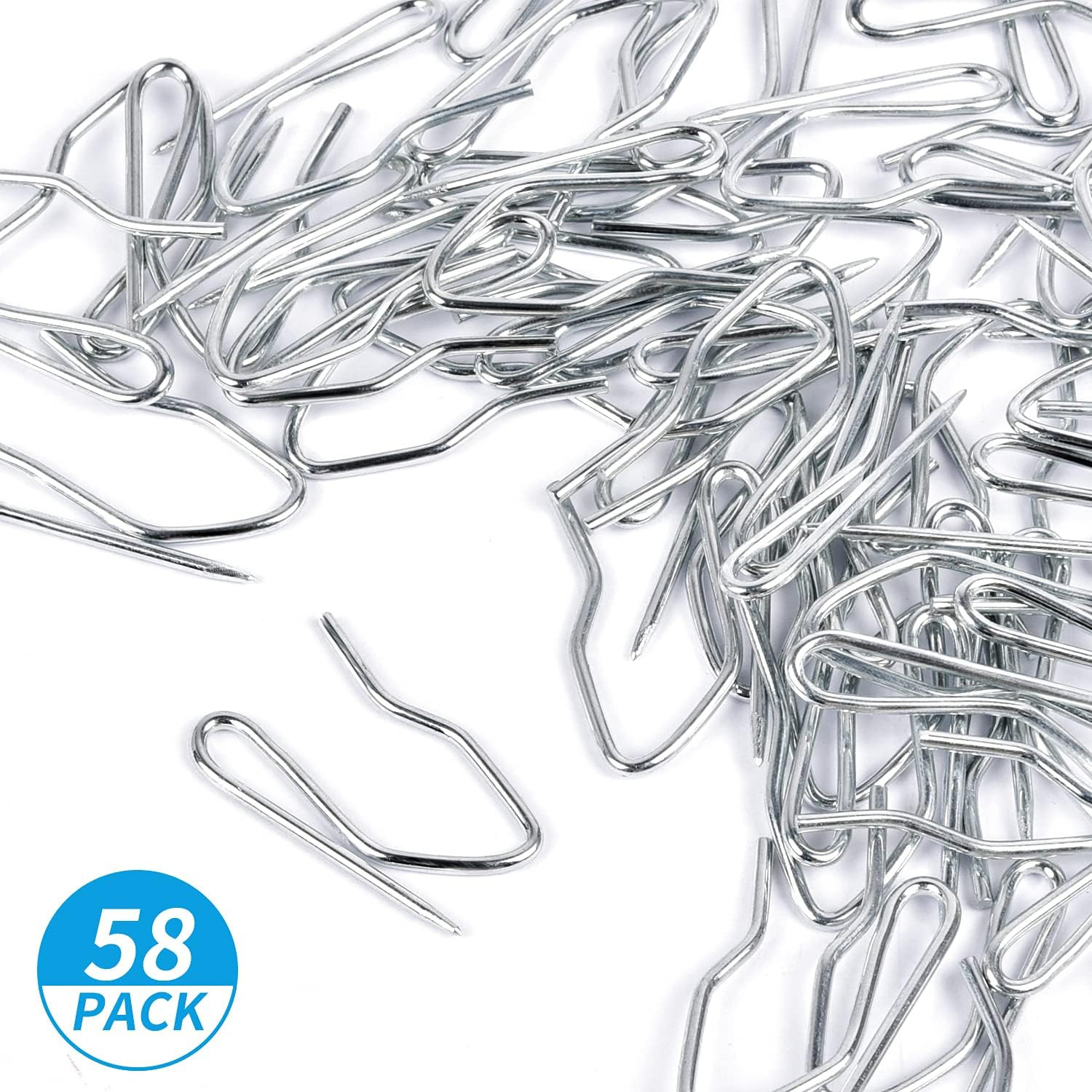 1.2 Inches Curtain Hooks, 58Pcs Metal Drapery Pin and Hook for Door Window Show