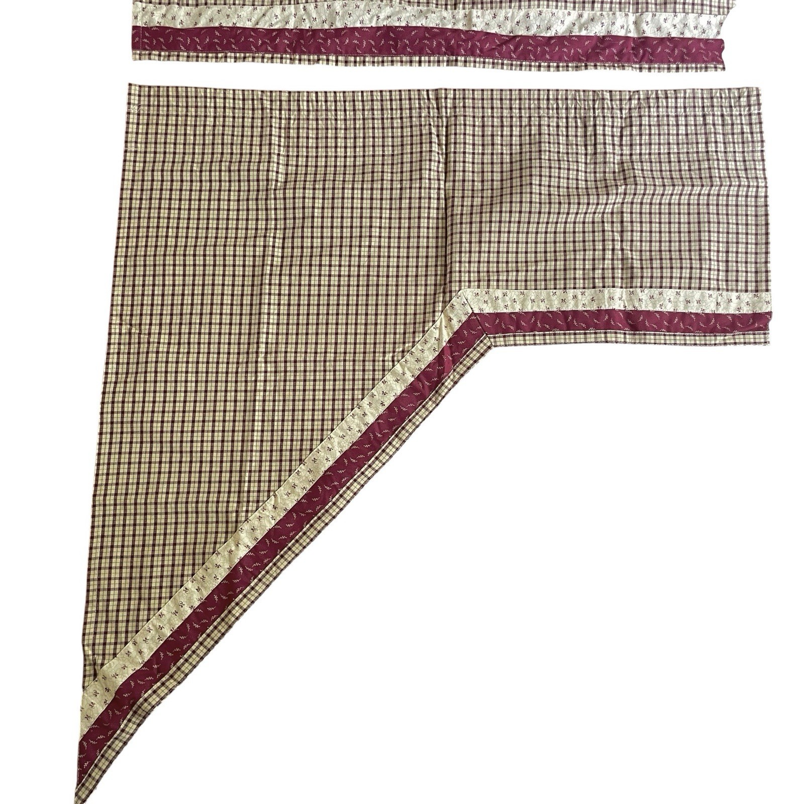 Park Designs 3pc Country Curtain Set 2 Swags & 70″ Valance Red Gingham Cotton
