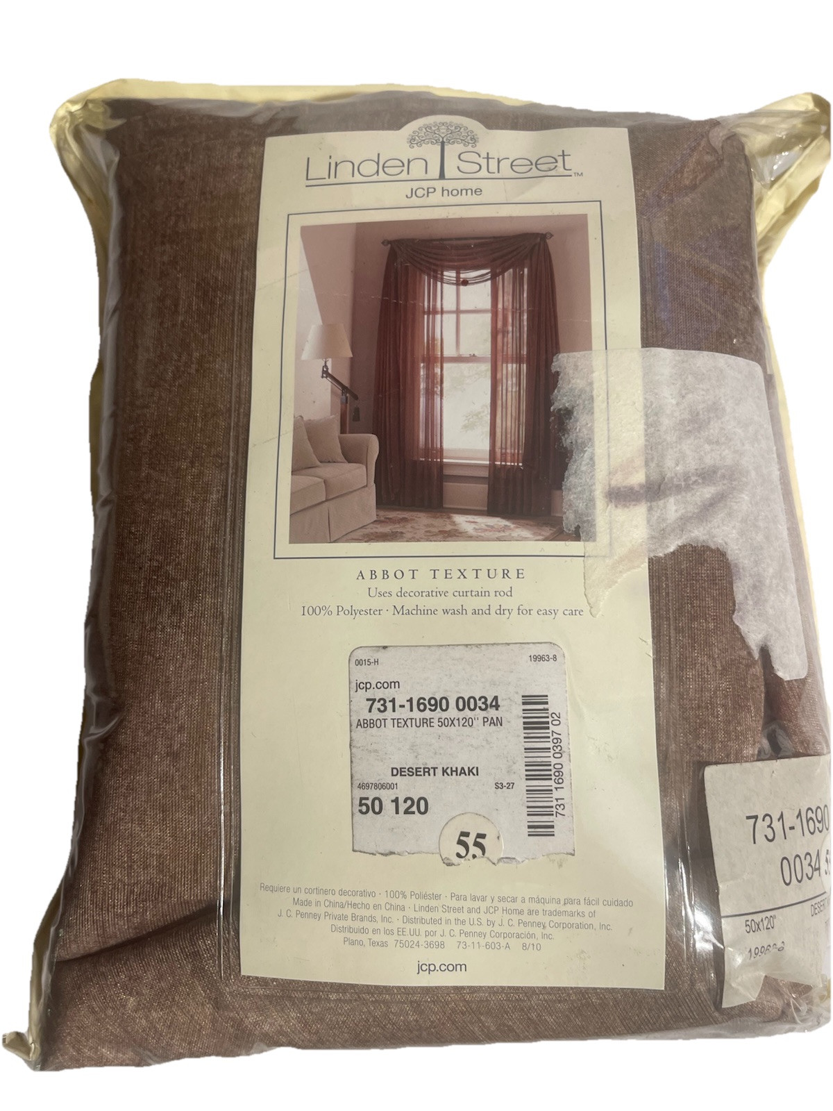 LINDEN STREET JCP Home Abbott Texture 50” W x 120”L Desert Khaki 1-panel
