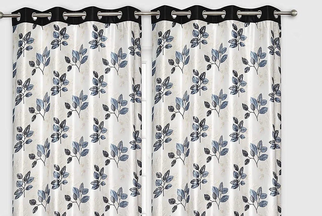 2 Piece Floral Print Eyelet Grommet Door Window Hippie Curtains Set 5 7 9 Feet