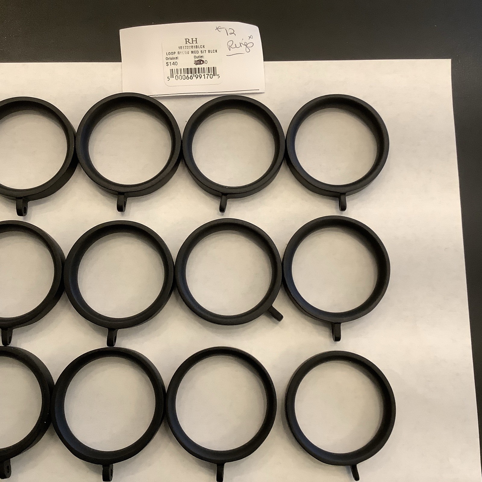 Restoration Hardware Easton Solid Brass Loop Drapery Rings (Set of 12) Medium