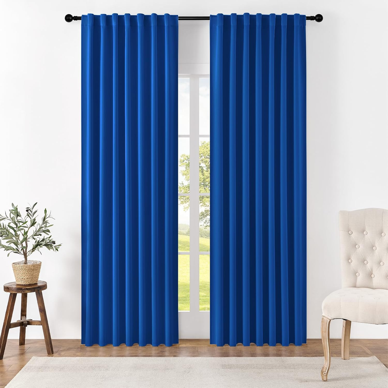 Blackout Curtains for Bedroom, Black Out Curtains 96 Inch Long 2 Panels, Long Bl