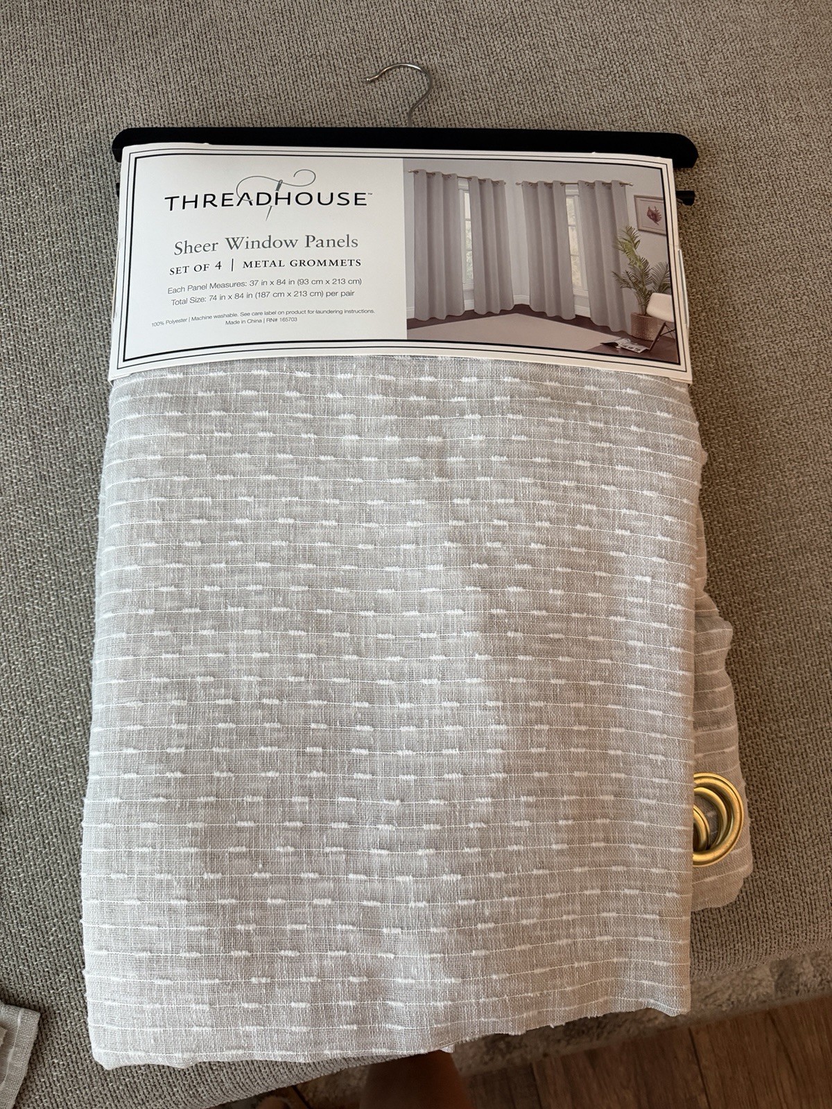 THREADHOUSE Sheer Window Panels SET OF 4 METAL GROMMETS 37x 84 Inches
