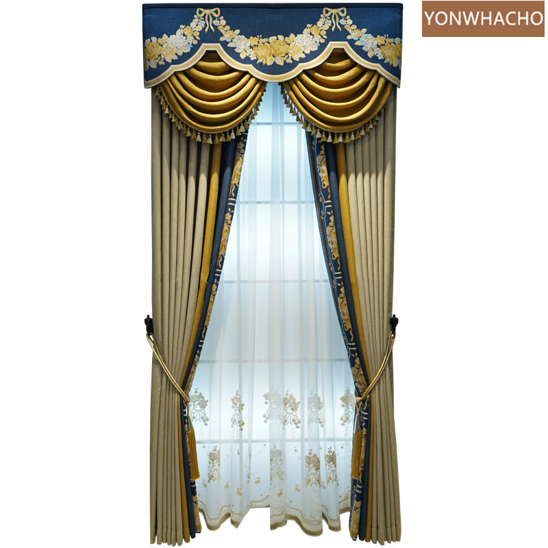 high-grade chenille seamless beige cloth blackout curtain tulle valance C1090