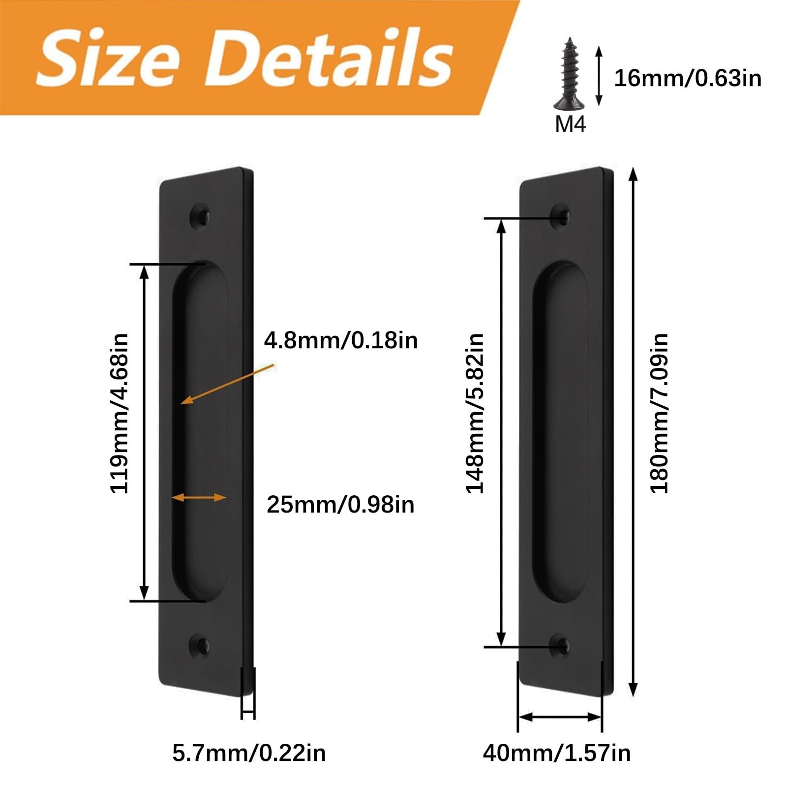 MOROBOR Rectangular Recessed Sliding Door Pulls, 2pcs Matte Black Flush Pull …