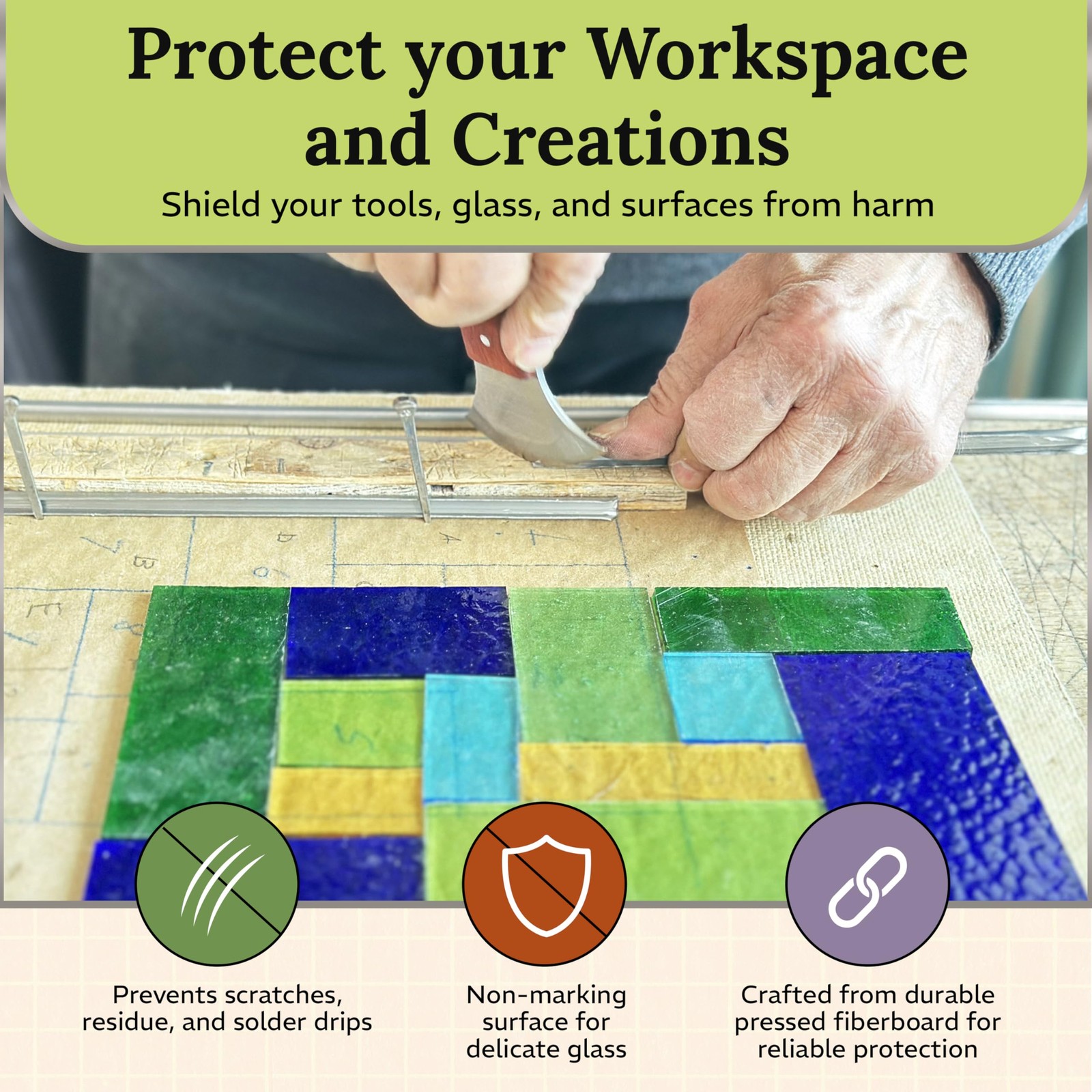 Homasote Board for Stained Glass Work Surface | Approx 12 x 12 Heat Resistant Cu