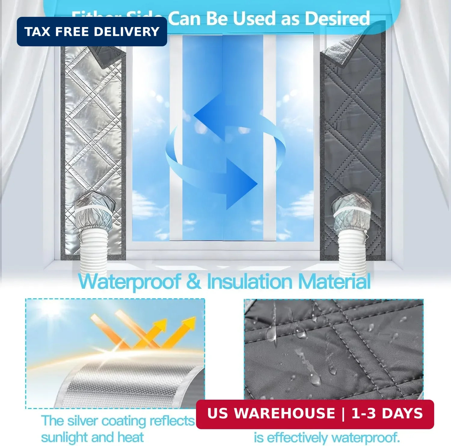 70″ ac Window Seal kit-3-Layer Thickened Aluminum Foil Cotton&Oxford Fabric,100%