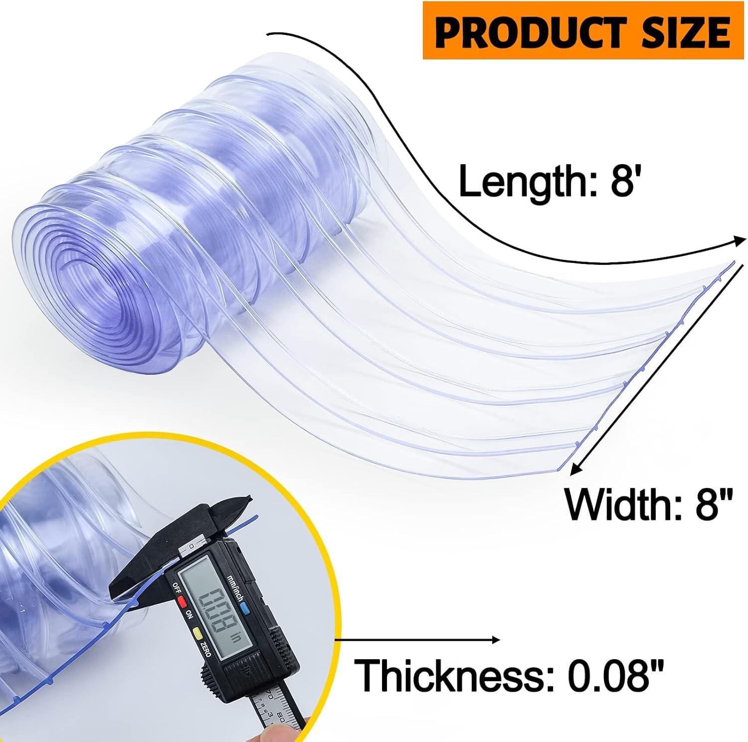 Clear PVC Door Curtain Strip 8″ x 96″ – Durable Energy-Saving Solution