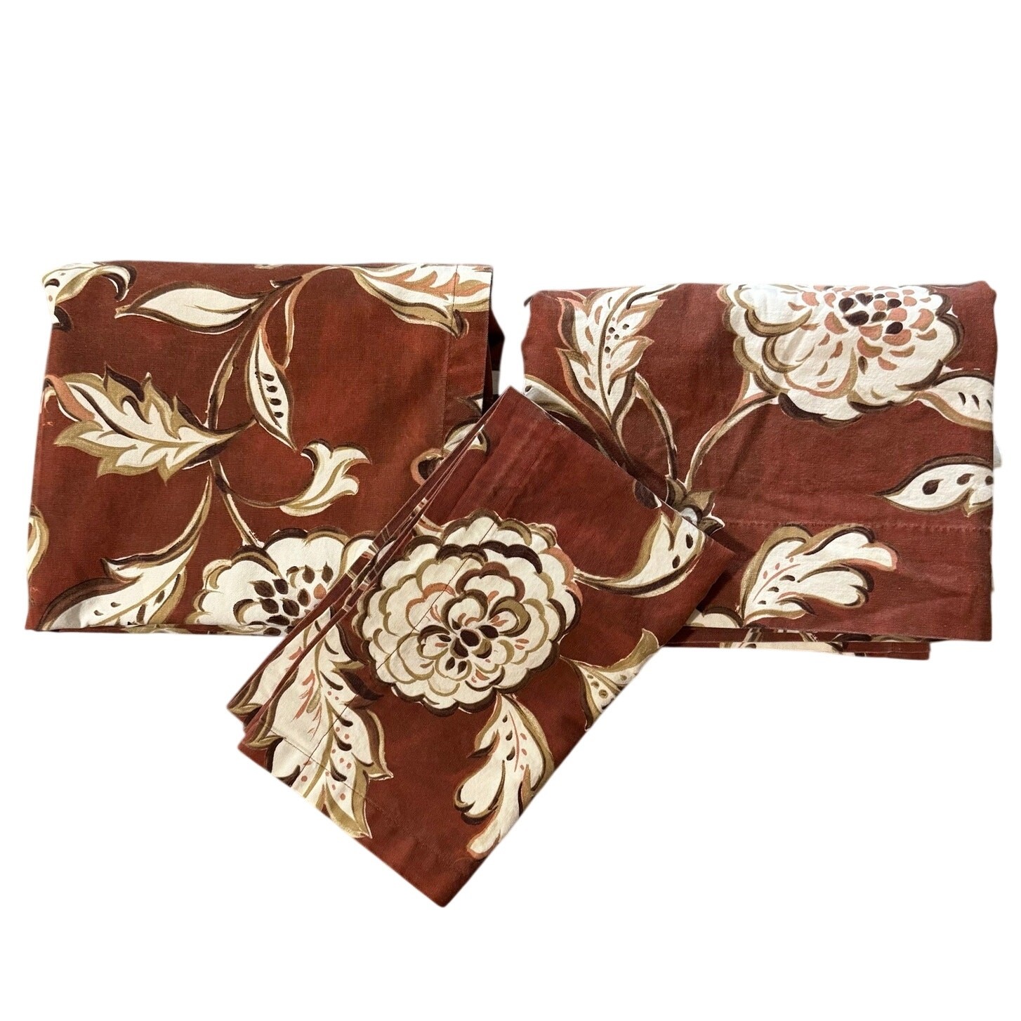Pier One Imports Magdalene Clay Two Curtain Panels One Valance 100% Cotton