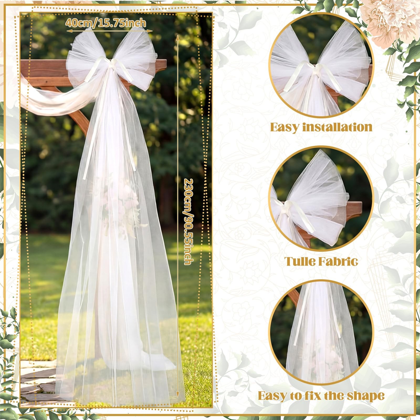 2 Pcs Giant White Bow Decor 91 x 16 Inch White Tulle Wedding Front Door Bows …