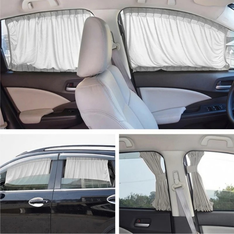 2pcs Universal Car Side Window Curtains – Foldable UV Protection Sunshade – NEW