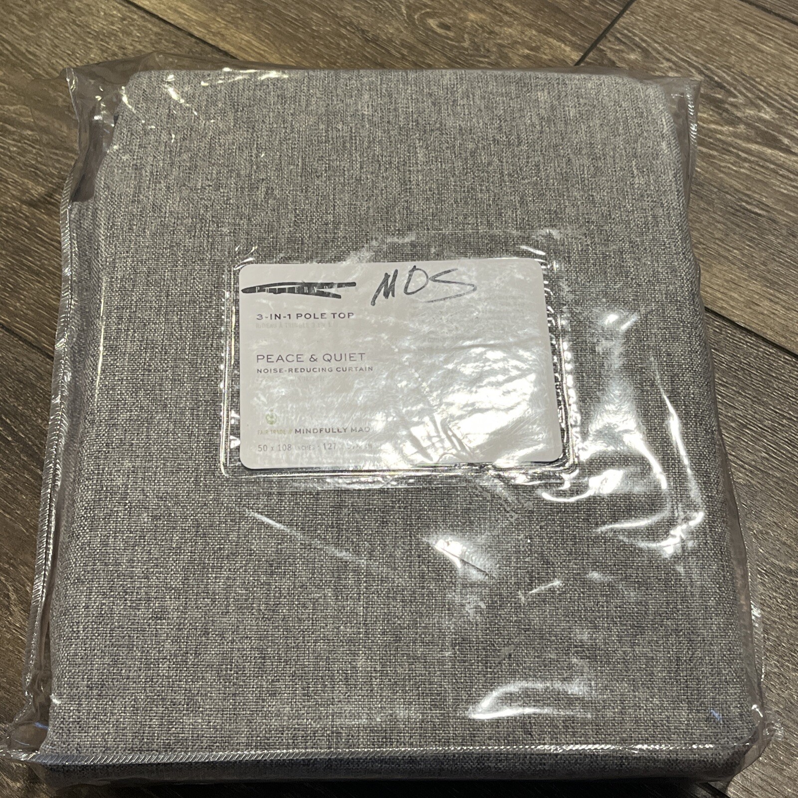 New Pottery Barn 3in1 Pole Top Peace & Quiet Noise-Reducing Curtain 50x 108 Gray
