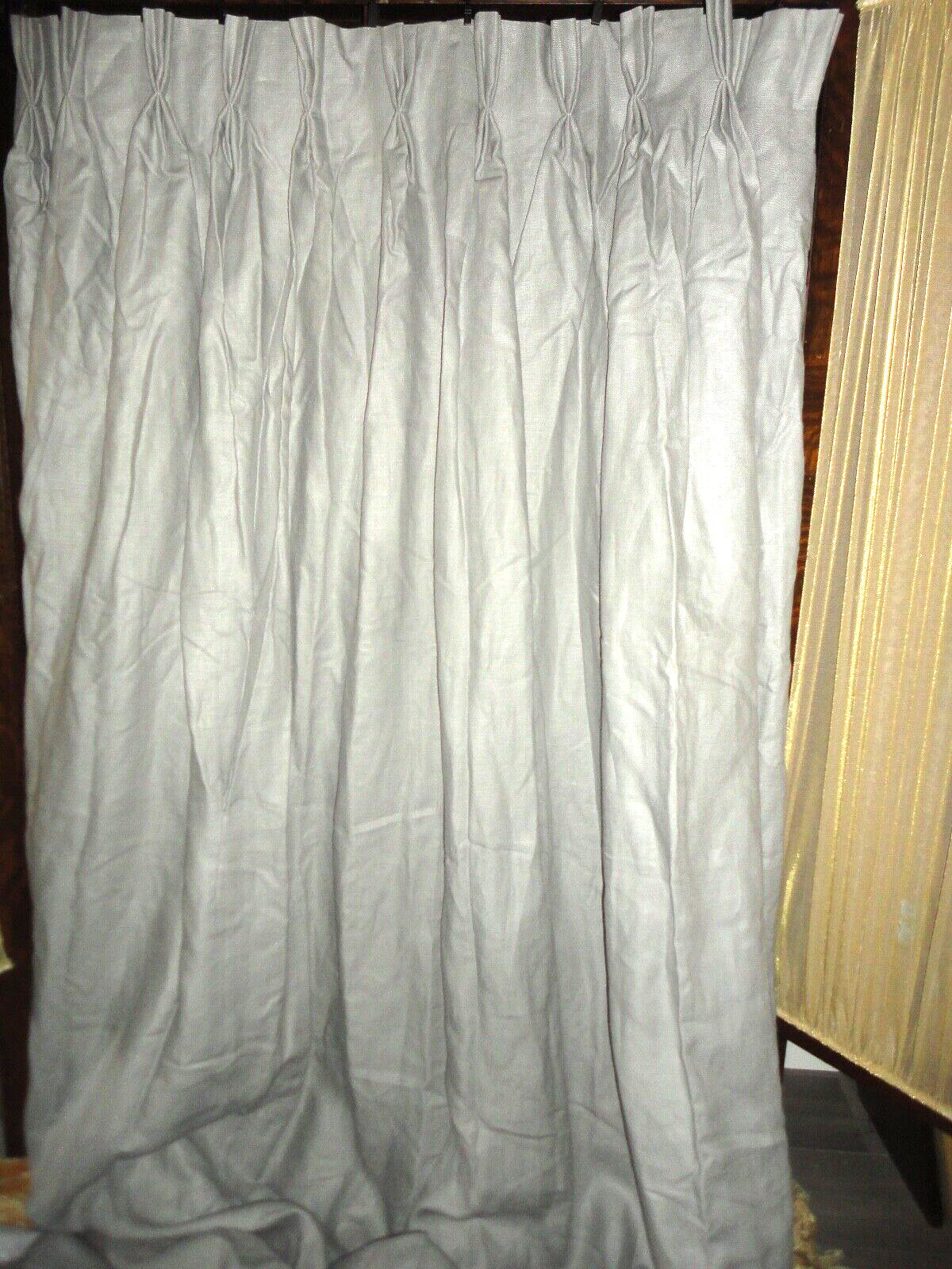 WILLIAMS SONOMA LINEN GRAY (1) PINCH PLEATED LINED BLACKOUT DRAPERY PANEL 48X102