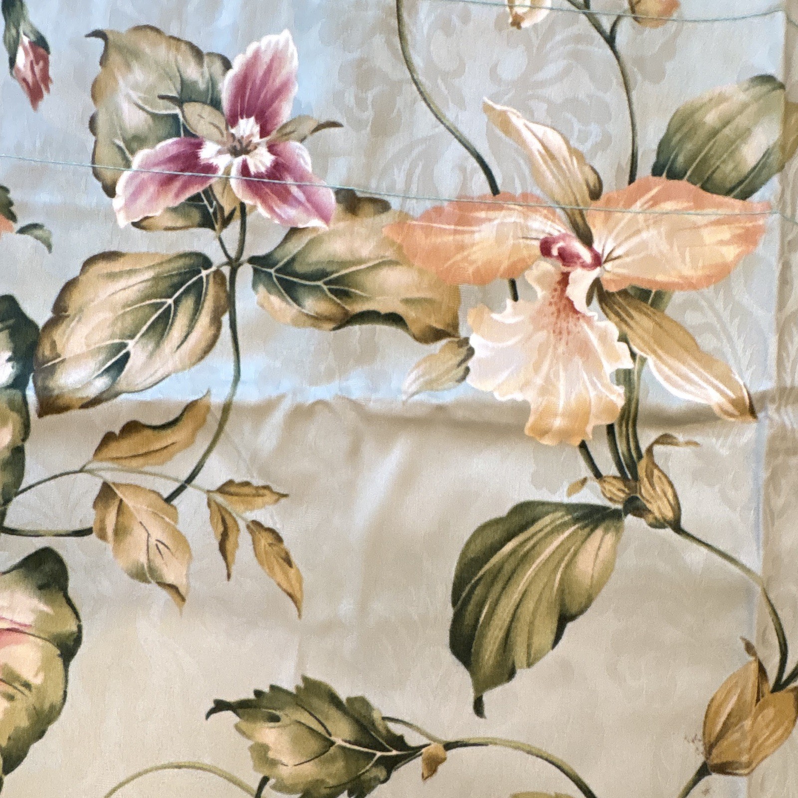 NEW Open Box, Rod-Pocket, Lined Single Valence, 51×17, Blue floral, Poly Cotton