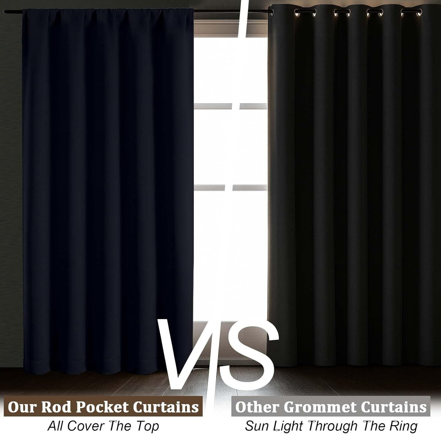 Kitchen Curtains 36″ Long for SMALL Window Short Drapes Navy BLUE 40 X 36 In