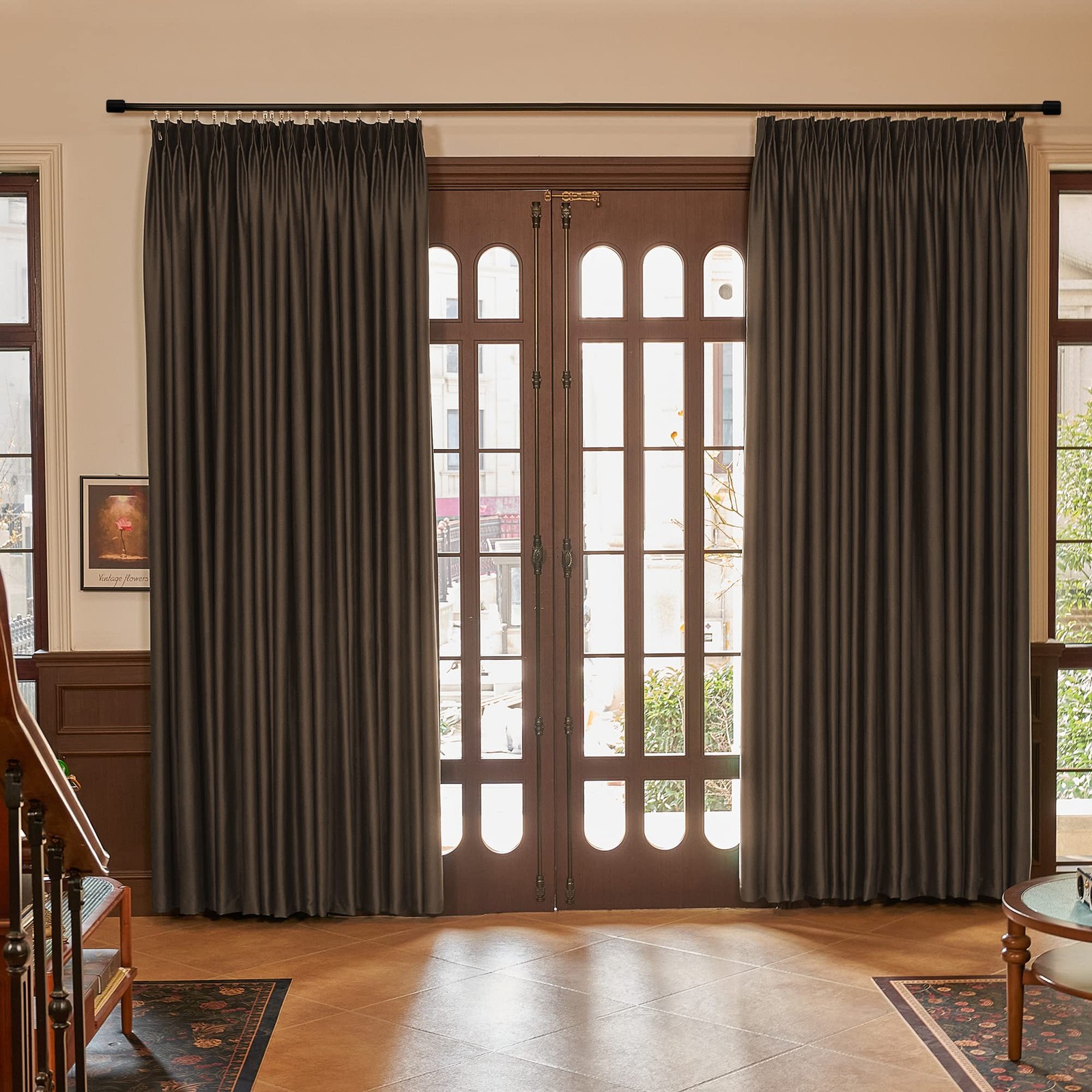 Huto Extra Long Blackout Pinch Pleat Window Curtain For Bedroom Living Room