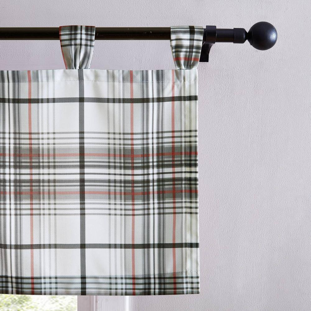 Alder Plaid Grey Microfiber 50X20 Tab Top Window Valance