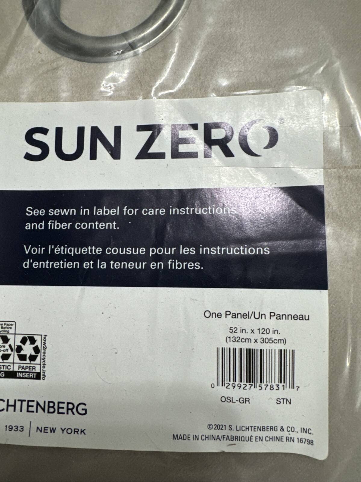 Sun Zero Linchtenberg Stone Beige Darkening One Window Curtain Panel 52” X 120”