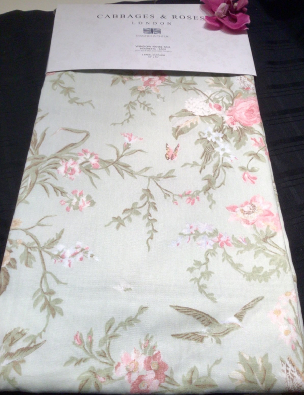 Cabbages & Roses 50”x 96” Window Curtain Panels Henrietta Sage Set Of 2 Panels