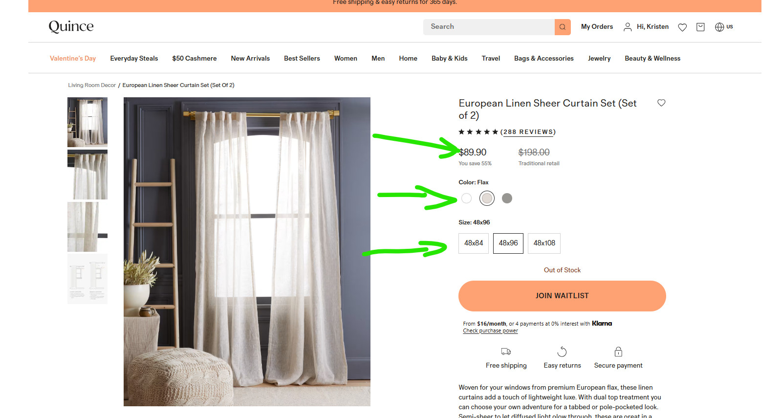 NWT QUINCE EUROPEAN LINEN SHEER CURTAIN PANEL SET OF 2 FLAX 48 X 96 MSRP $92