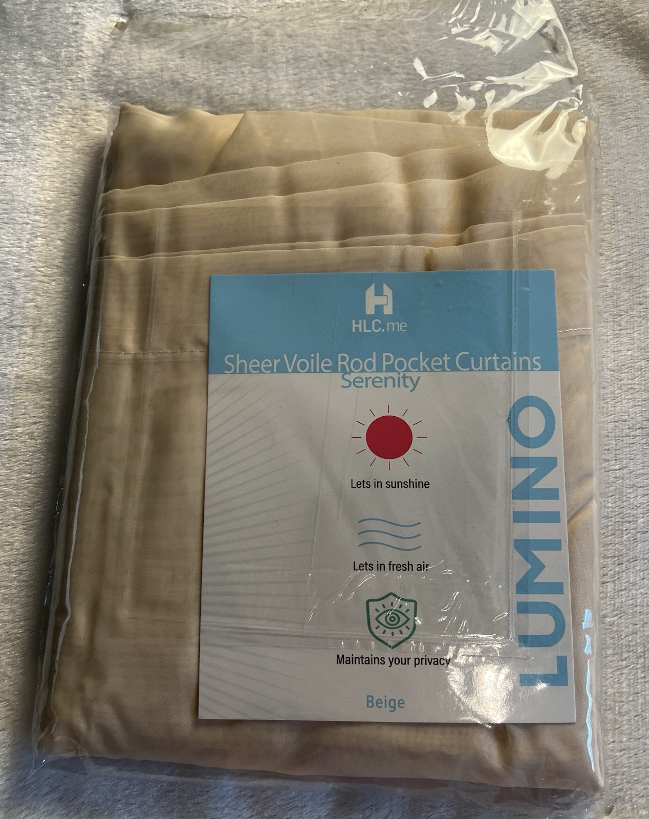HLC.me Beige Sheer Voile Curtain Panels Set of 2 Rod Pocket 54×72 Window Treatm