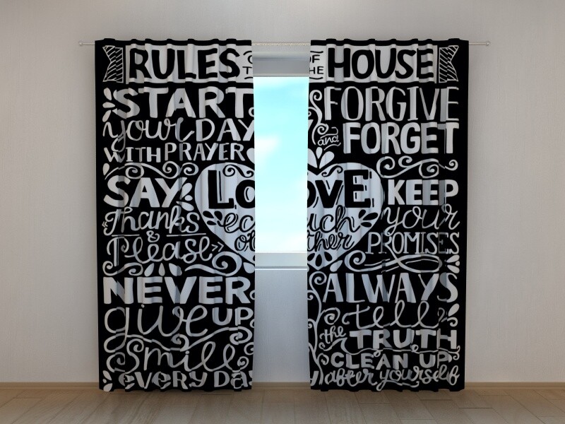 Family Rules of the House Curtain & Blind for Bedroom – Custom Size, Perfect Fit