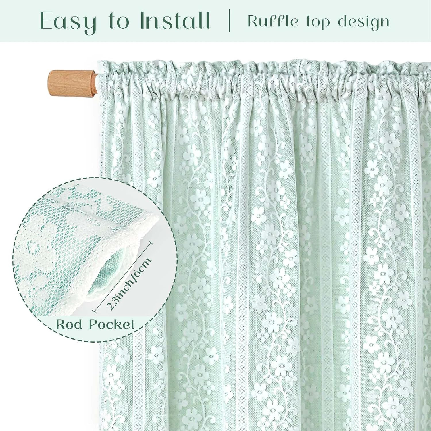 Linen Curtains for Bedroom Double Layer Curtain 63 Inch Length 2 Panels, Farmhou