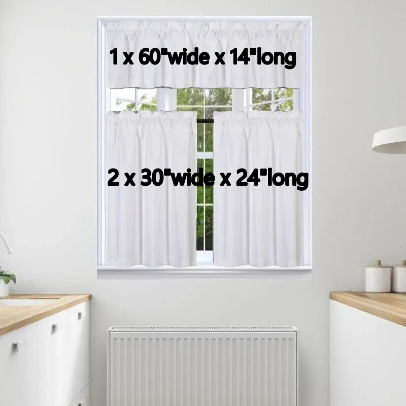 COMPLETE SET LINED BLACKOUT WINDOW KITCHEN CURTAIN SOLID TREATMENT 24″ LENGTH K4
