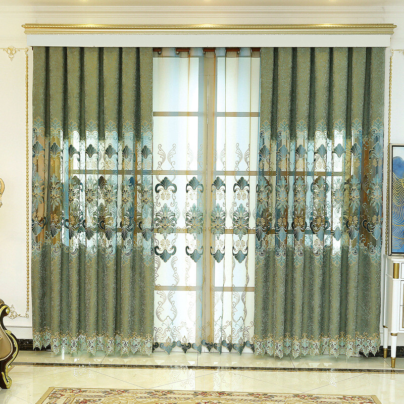 Blackout Chenille Curtain Water Soluble Embroidery Tulle Window Drape Modern New