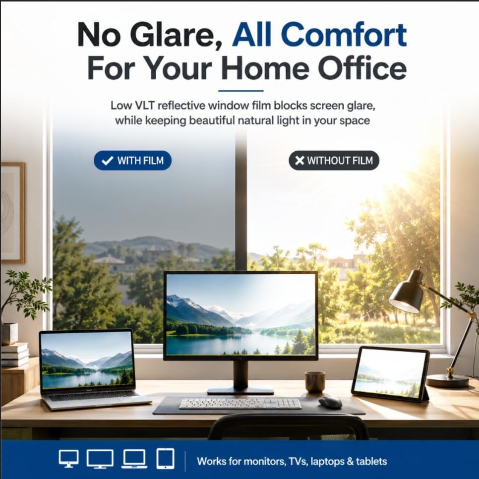 See Out Not in Daytime Mirror Tint for Home, Heat Blocking Window Film with Sun